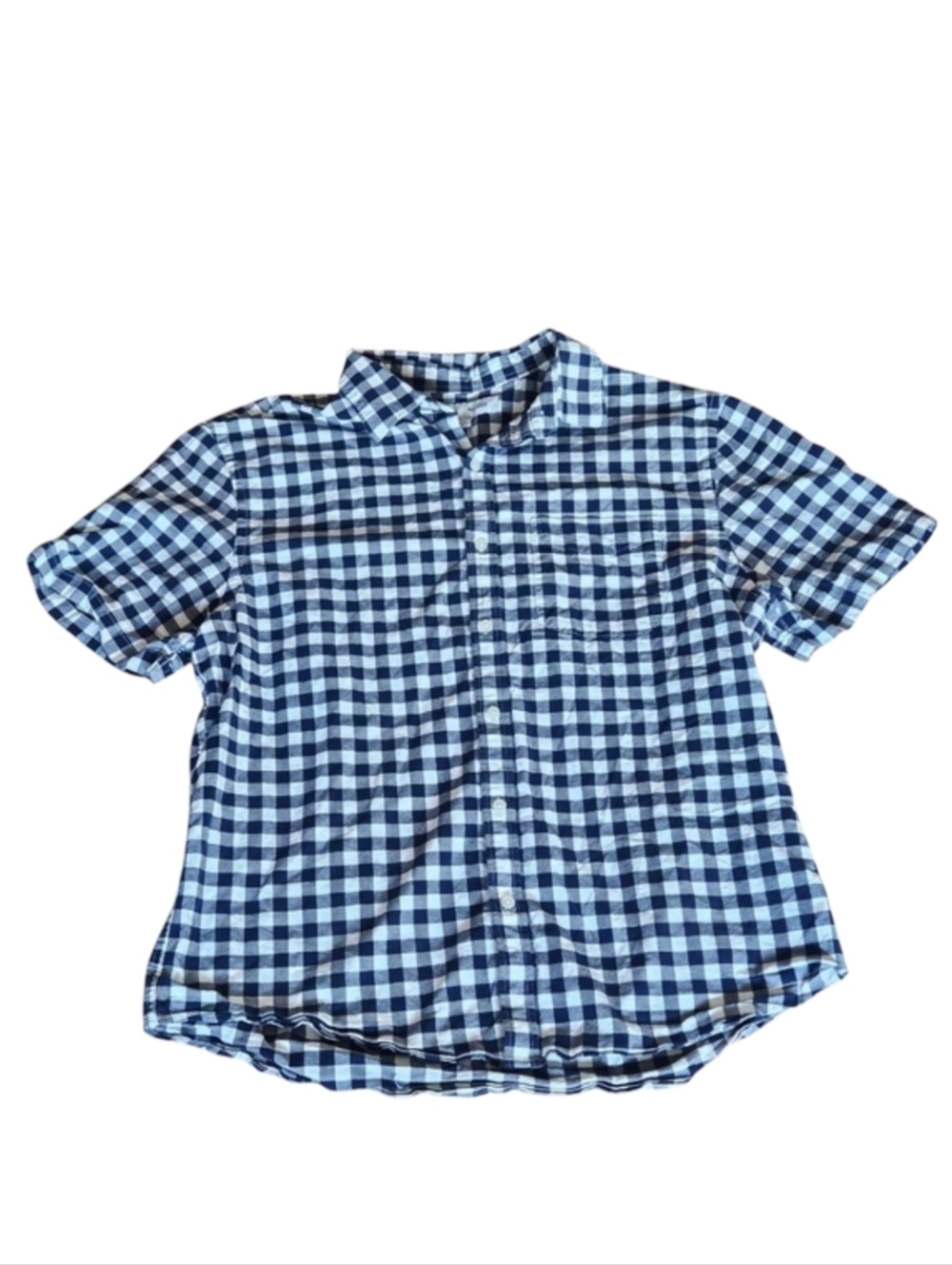 Men's Short Sleeve Blue and White Check Shirt Size Xlarge